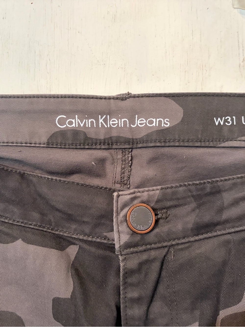 Calvin Klein Jeans Gray Camo Slim Jeans
